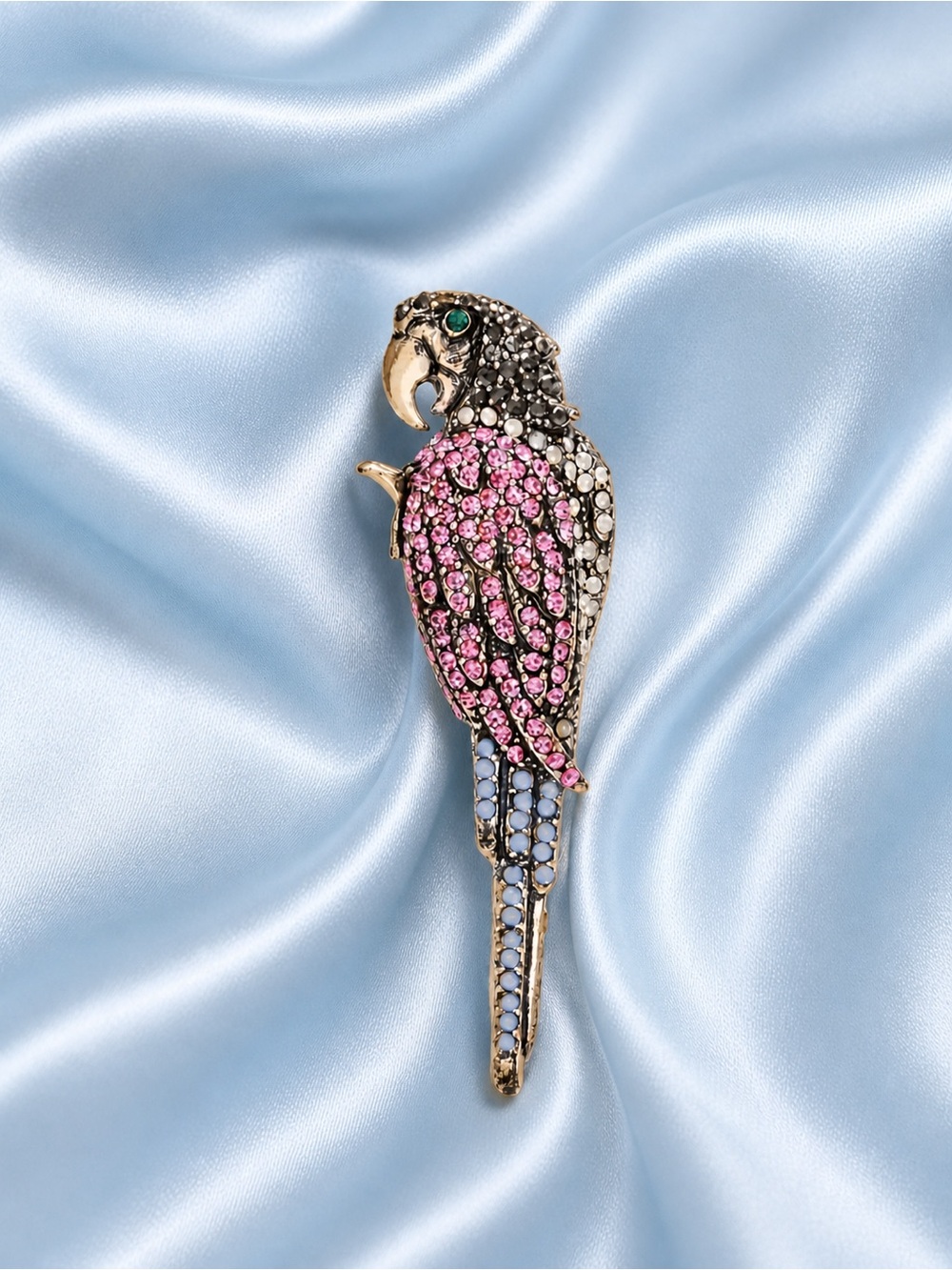 Vintage Style Parrot Crystal Bird Glam Brooch